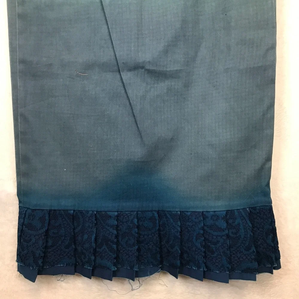 ELLE Womens Size 6 Ombre Blue‎ Pencil Skirt Lace Hem Embellished Floral Detail